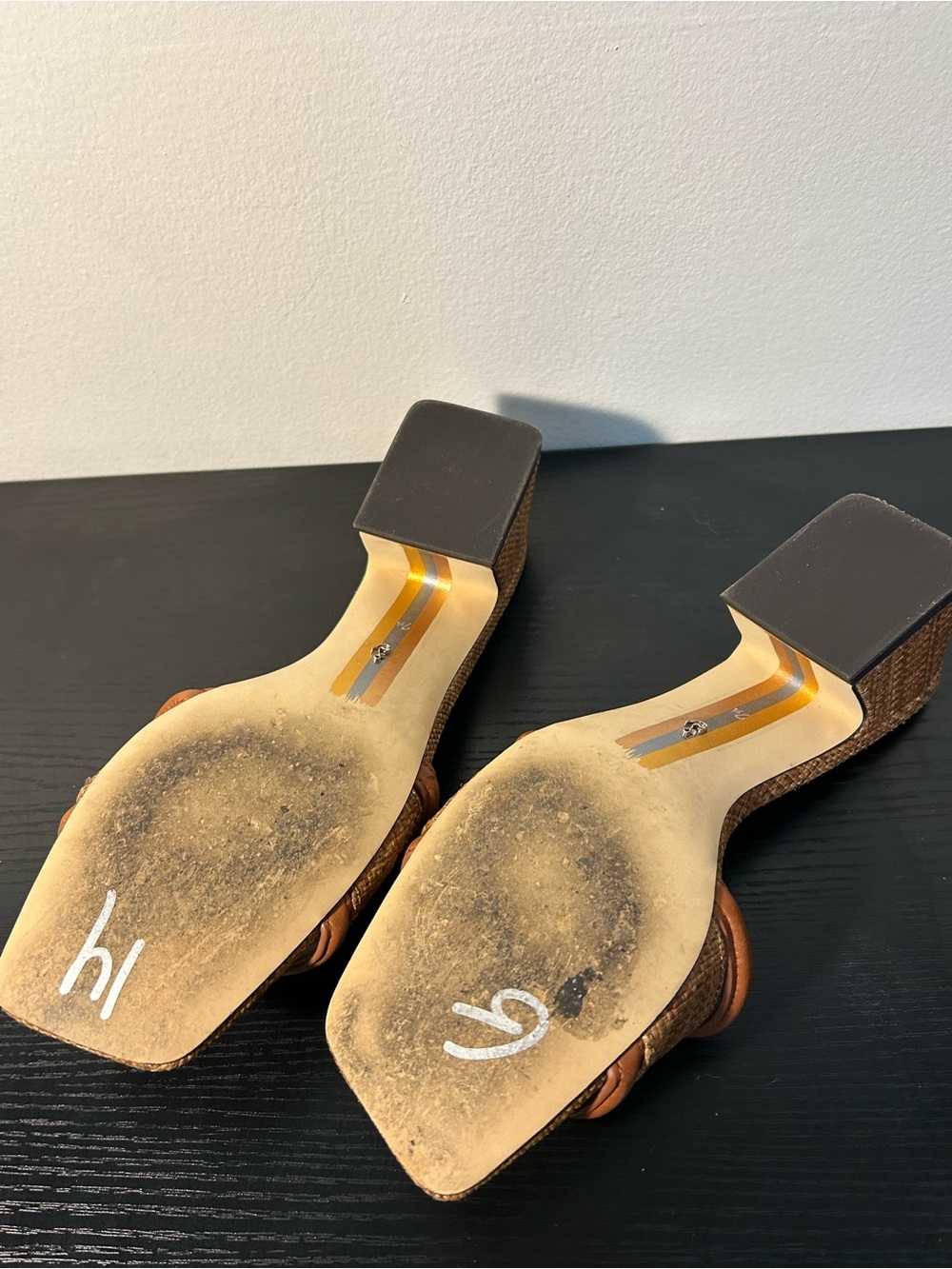 Sam Edelman Woven Tan Slide Mules with Leather Trim - Picture 3 of 4